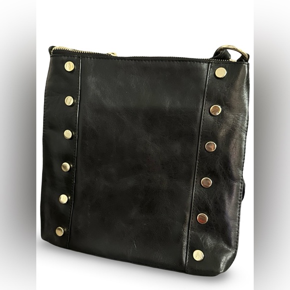 Tommy Bahama EL Roble Distressed Black Leather Studded Slim Crossbody 10x10x1.25 - Picture 5 of 11